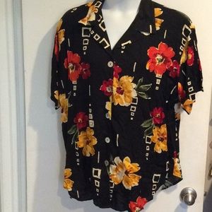 Flower button down blouse